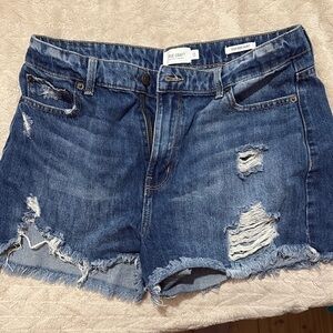 True Craft Blue Distressed Jean Shorts